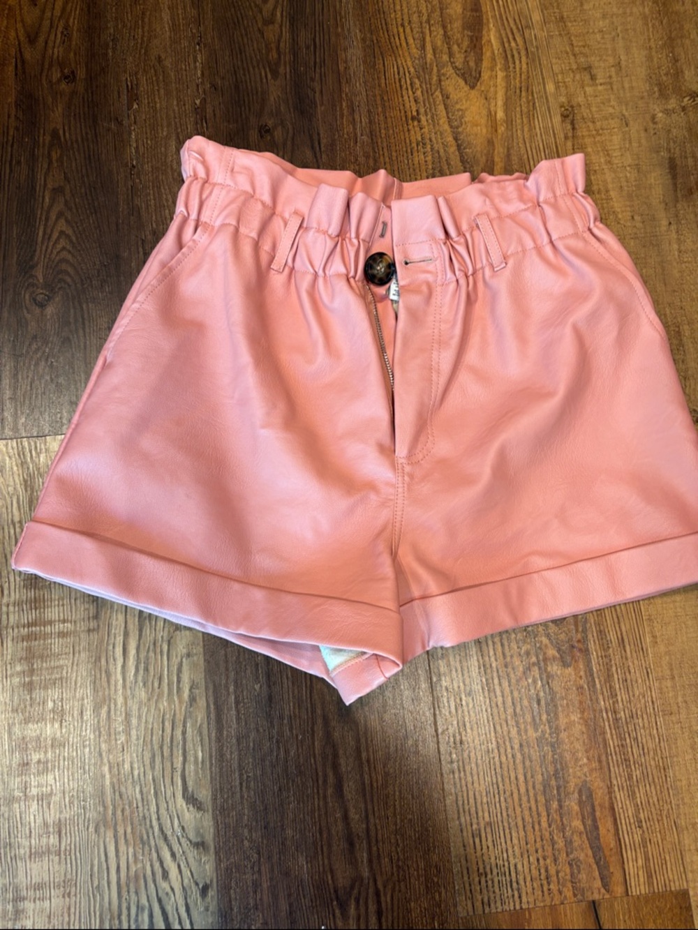 Topshop Pink Paperbag Waist High-Rise Shorts